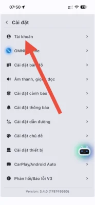 chon muc tai khoan vietmap