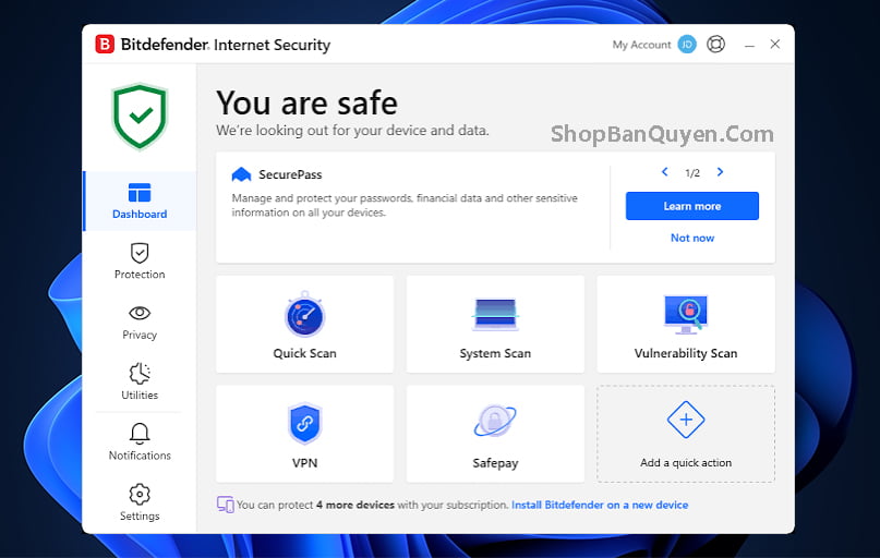 Bitdefender Internet Security bản quyền dành cho Windows