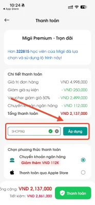 nhap ma giam gia Migii JLPT