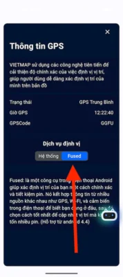 Chuyển Dịch vụ định vị Vietmap Live sang Fused